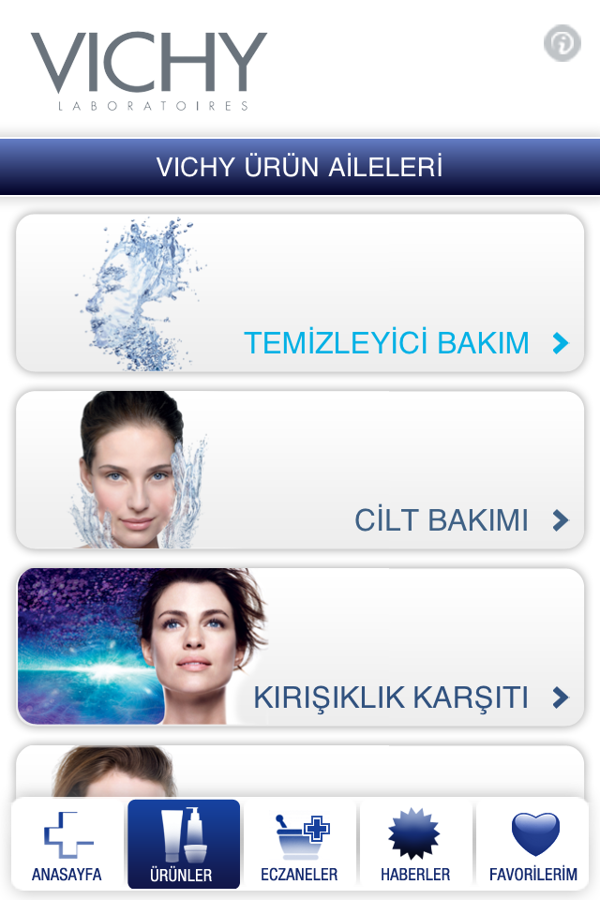VICHY iOS application interface