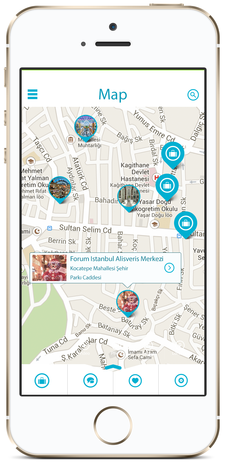 Shops guide application interface