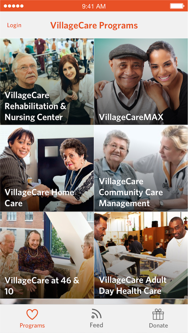 VillageCare CMS and mobile application interface