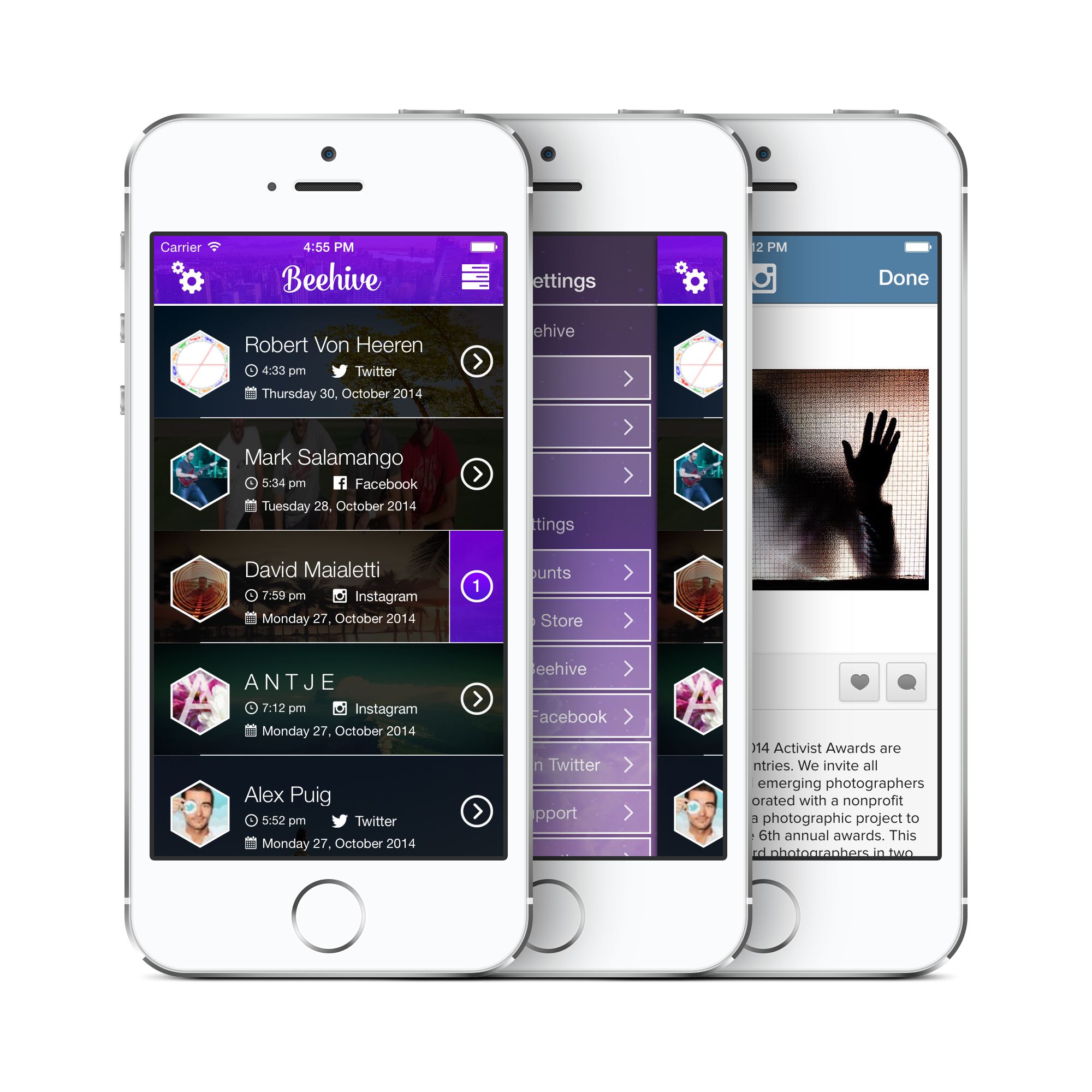 Beehive mobile application for social networks