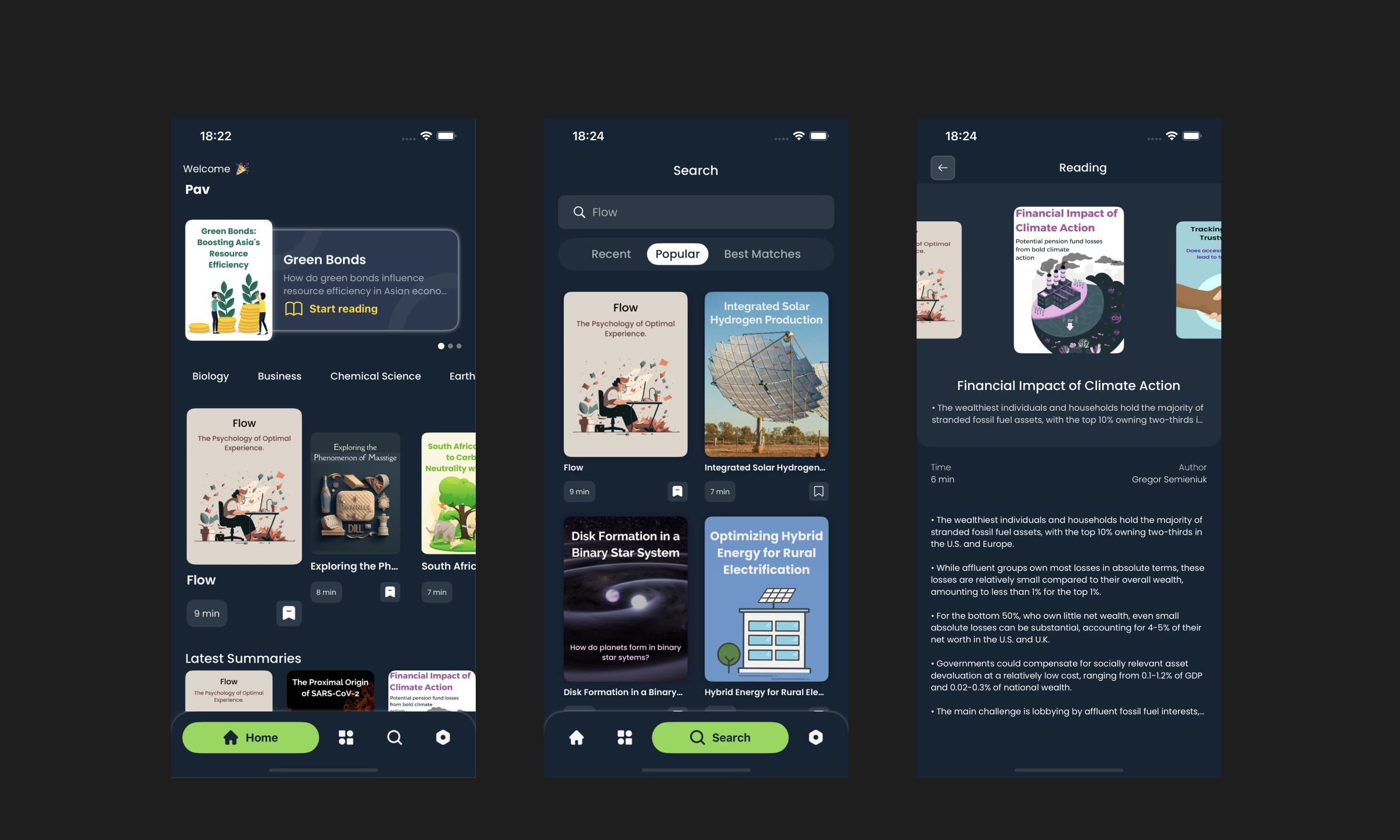 AI-Powered research summaries reading app